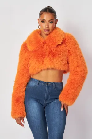 Yara Faux Fur Crop Collar Coat Jacket